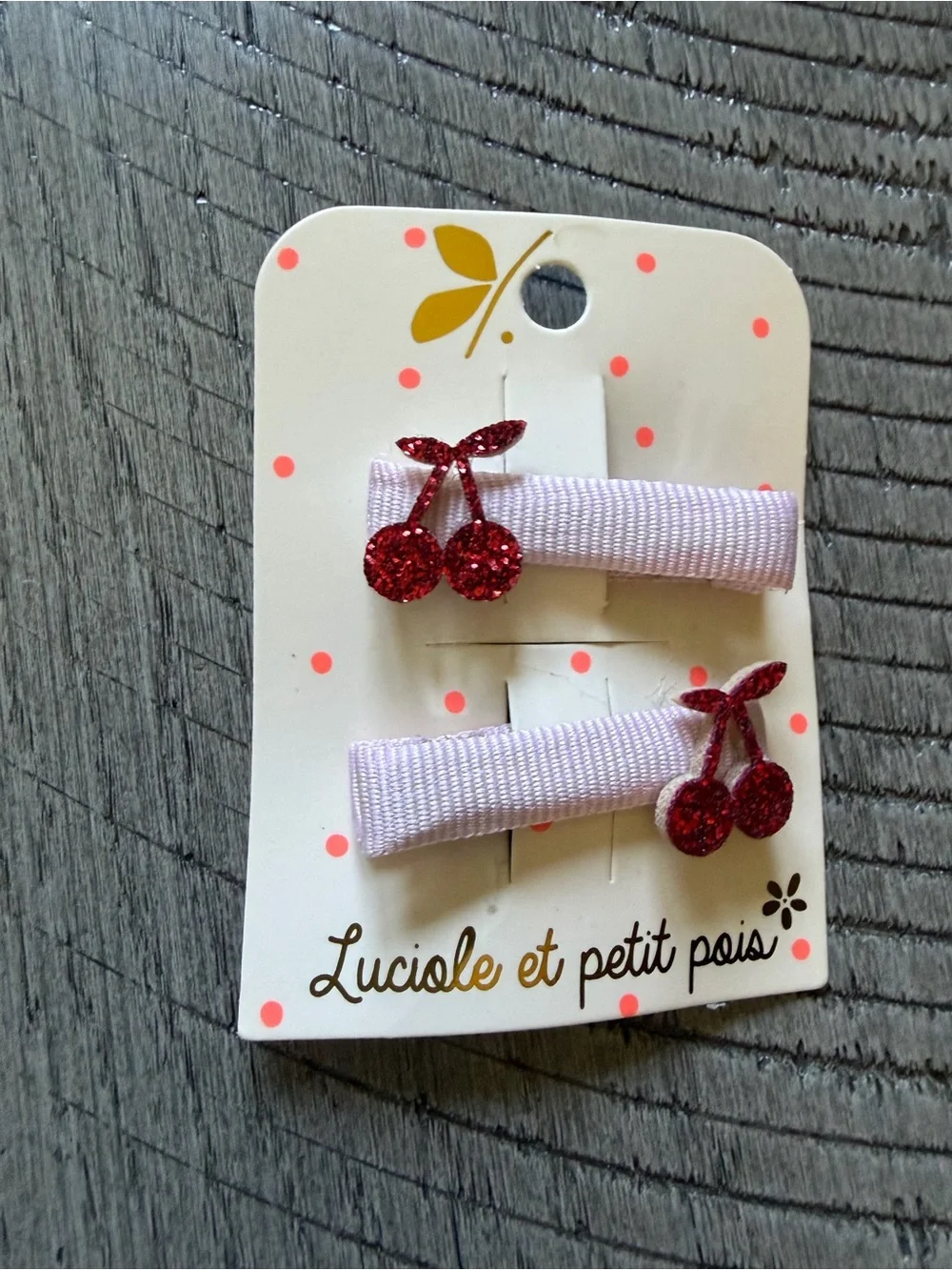 NWT Luciole et Petit Pois Mini Hair Clips - Cherry